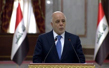Haider al-Abadi, the incumbent prime minister of Iraq, speaks during a weekly press conference in Baghdad on June 5, 2018. Photo: Iraqi PMO