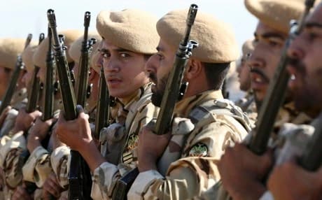 Iranian Army soldiers. AP file photo.