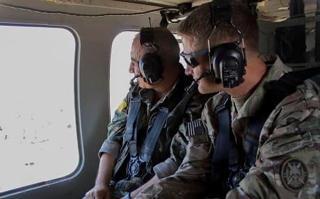 SDF’s Gen. Chiya and coalition’s Maj. Gen. Jamie Jarrard review anti-ISIS operations in the Euphrates River Valley in this photo published July 13. Photo: Inherent Resolve/Twitter