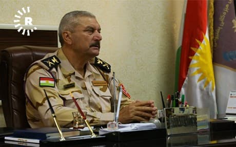 Peshmerga Maj. Gen. Mahmoud Hussein Kakai speaks to Rudaw from his office in Erbil, Kurdistan Region, on July 14, 2018. Photo: Mohammed Shwani | Rudaw