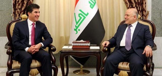 KRG Prime Minister Nechirvan Barzani meets Iraqi Prime Minister Haider al-Abadi in Baghdad, July 30. Photo: Iraqi PM's Office