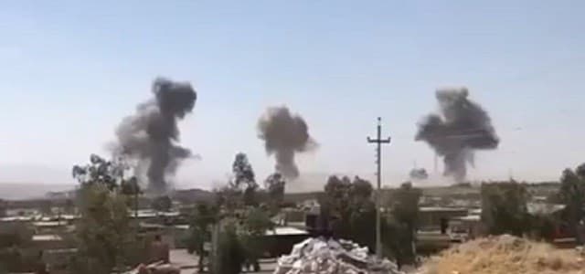 Smoke rises from the attack site in Koya, September 8, 2018. Photo: Rudaw video