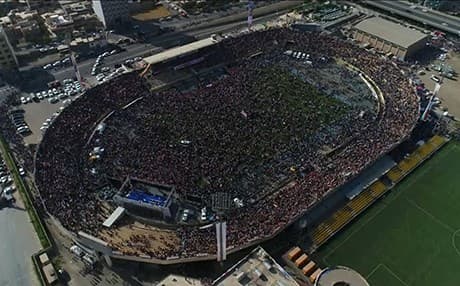 Arial view of Erbil’s Franso Hariri Stadium packed beyond capacity during a Kurdistan independence referendum rally, September 22, 2017. Photo: Rudaw