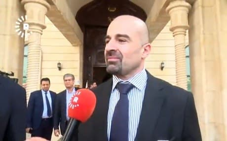 Bafel Talabani takes a few questions from Rudaw in Baghdad. Photo: Rudaw