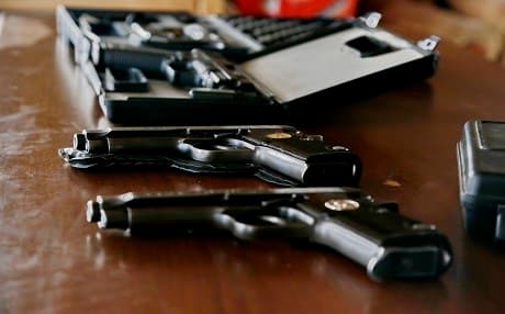 Handguns for sale at a weapons bazaar in Erbil. File photo: Rudaw