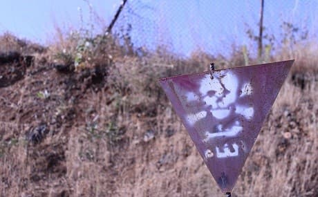 Minefield warning sign, Penjwin, Sulaimani, July 2018. Photo: Robert Edwards / Rudaw