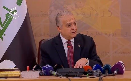Minister of Foreign Affairs Mohammed Ali al-Hakim speaks to reporters on January 2, 2019. Photo: Rudaw