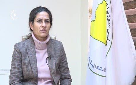 Ilham Ahmed, a co-chair of the Syrian Democratic Council, speaks with Rudaw during an interview in January 2019.