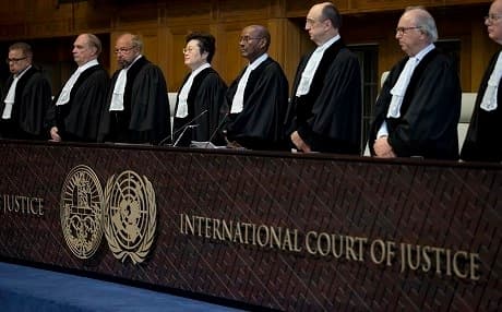 Judges enter the International Court of Justice in The Hague, Netherlands on October 3, 2018. File photo: Peter Dejong/AP