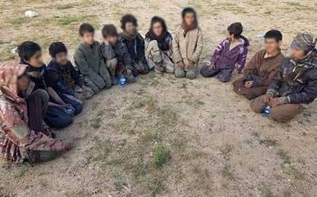 An image submitted to Rudaw claims to show the 11 Yezidi children rescued from the Islamic State group's last holdout in eastern Syria. Rudaw has blurred their faces to protect their identity. Photo: Hussein Qaedi