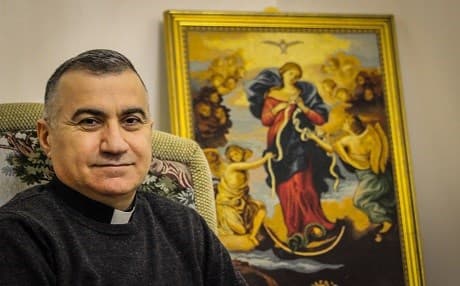Bashar Warda, the archbishop of Erbil's Chaldean Catholic Church, speaks to Rudaw at the Cathedral of Mar Yousif, Ankawa, Erbil on March 13, 2019. Photo: Robert Edwards / Rudaw