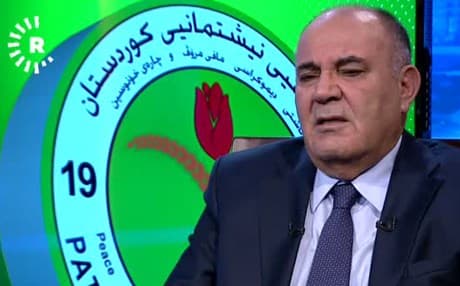 Patriotic Union of Kurdistan (PUK) Politburo member Saadi Pira speaks on Rudaw TV during the Iro program on March 16, 2019. Photo: Rudaw TV