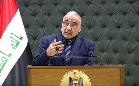 Iraqi Prime Minister Adil Abdul-Mahdi gives his weekly press conference in Baghdad, April 3, 2019. Photo: PMO / social media