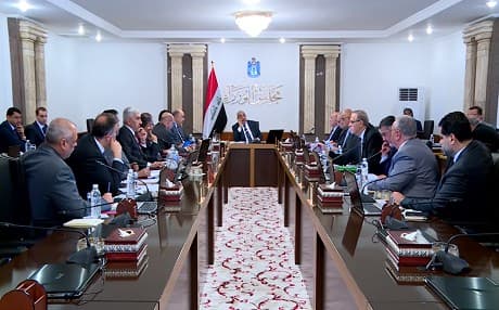 Iraqi Prime Minister Adil Abdul-Mahdi holds a weekly cabinet meeting in Baghdad on April 16, 2019, ahead of his press conference and trip to Saudi Arabia. Photo: GoI video