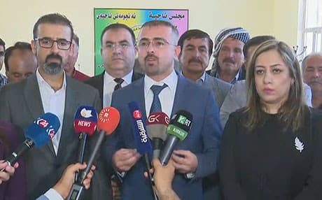 نوێنەرانی کەرکووک لە فراکسیۆنی یەکێتی لە پەرلەمانی عێراق لە گوندی پەلکانە کۆنفرانسێکی رۆژنامەڤانیان ئەنجامدا