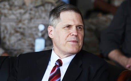 Matthew Tueller, incoming US ambassador to Iraq, attends a military ceremony in Mukalla, Yemen, November 29, 2018. File photo: AP