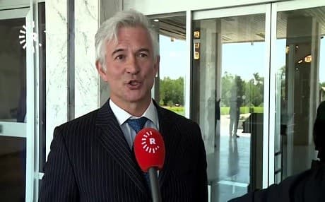 The European Union Ambassador to Iraq Ramon Blecau talks about the election of Nechirvan Barzani to the presidency of the Kurdistan Region while in Erbil on May 28, 2019. Photo: Rudaw TV
