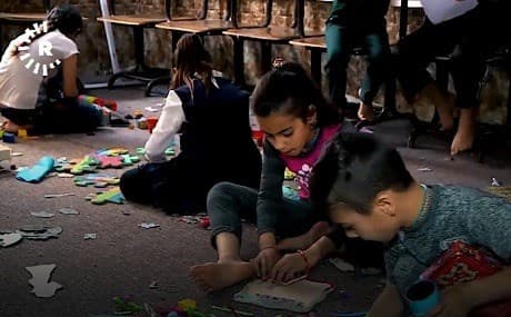 Yezidi children in Hevia Sewyan. Photo: Rudaw TV