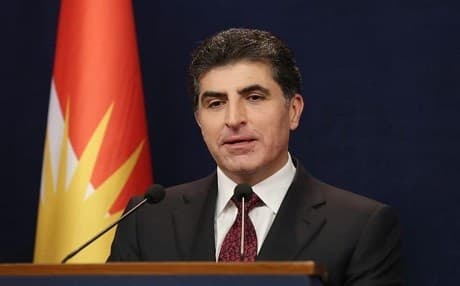 President-elect of the Kurdistan Region Nechirvan Barzani speaks to reporters, March 8, 2019. Photo: KRG
