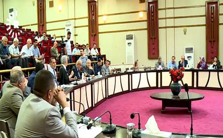 Members of the Kirkuk Provincial Council convene in Kirkuk, a disputed city claimed by Iraq and the Kurdistan Region, on June 11, 2019. Photo: Rudaw video