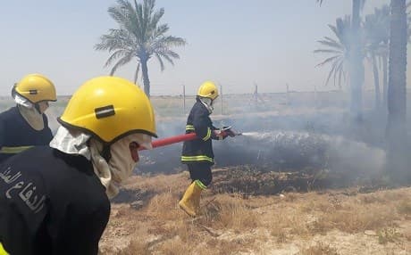 Firefighters from the Iraqi Civil Defense Directorate battle fires in Diyala province in photos they published on Facebook on June 13, 2019. Photos: Iraqi Civil Defense Directorate