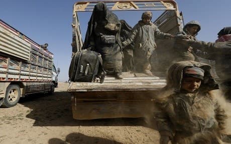 People flee the last Islamic State (ISIS) bastion east of the Euphrates for SDF-controlled camps in Syria on December 28, 2018. File photo: Delil Souleiman | AFP