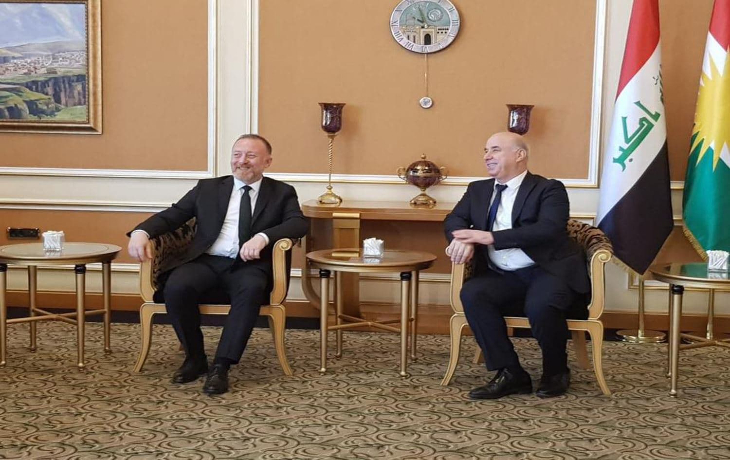 Caption: HDP leader Sezai Temelli received by Erbil governor Nawzad Hadi at Erbil International Airport on September 7, 2019. Photo: HDP