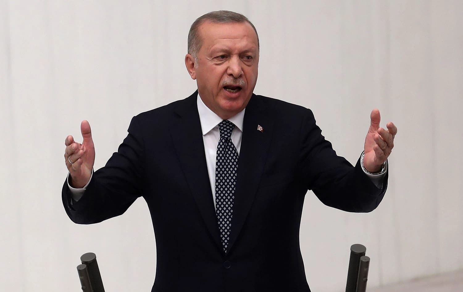 Turkish President Recep Tayyip Erdogan delivers a speech during the opening of the third legislative session of the Turkish parliament’s 27th term at the Grand National Assembly of Turkey (TBMM) in Ankara, October 1, 2019. Photo: Adem Altan / AFP