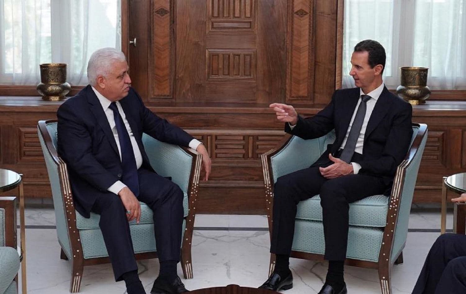 Iraq's National Security Adviser Faleh Fayadh meets Syrian President Bashar al-Assad in Damascus, Syria, October 16, 2019. Photo: Faleh Fayadh's office / Facebook