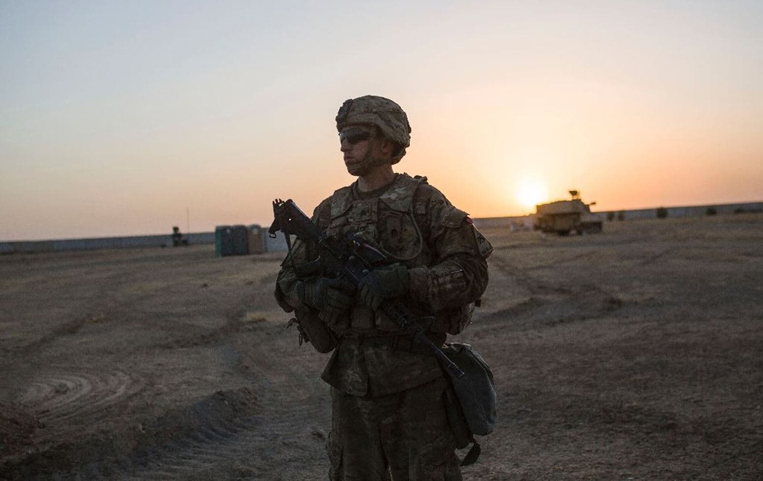 A US soldier stands guard at Qayyarah military base in October 2016. File photo: Yasin Akgul/AFP
