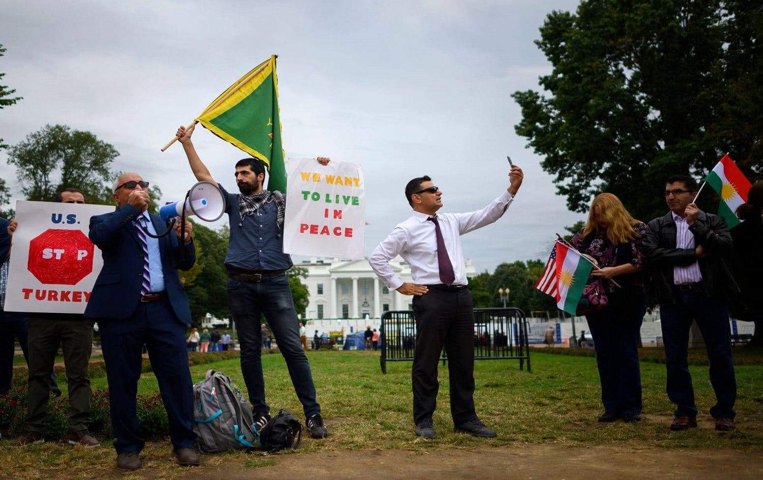 Kurds protesting against the US withdrawal from Northern Syria outside of the White House on October 8, 2019. Photo: Andrew Caballero-Reynolds/AFP