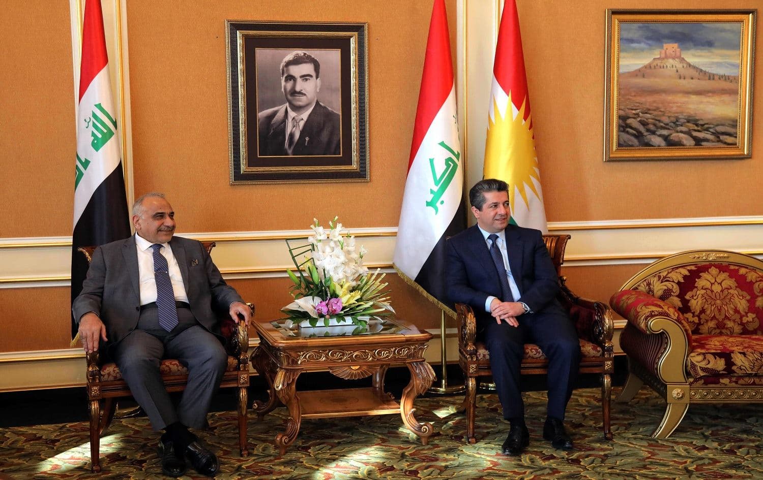 Iraq's caretaker Prime Minister Adil Abdul-Mahdi meets with KRG Prime Minister Masrour Barzani in Erbil on January 11, 2020. Photo: Safin Hamed/AFP