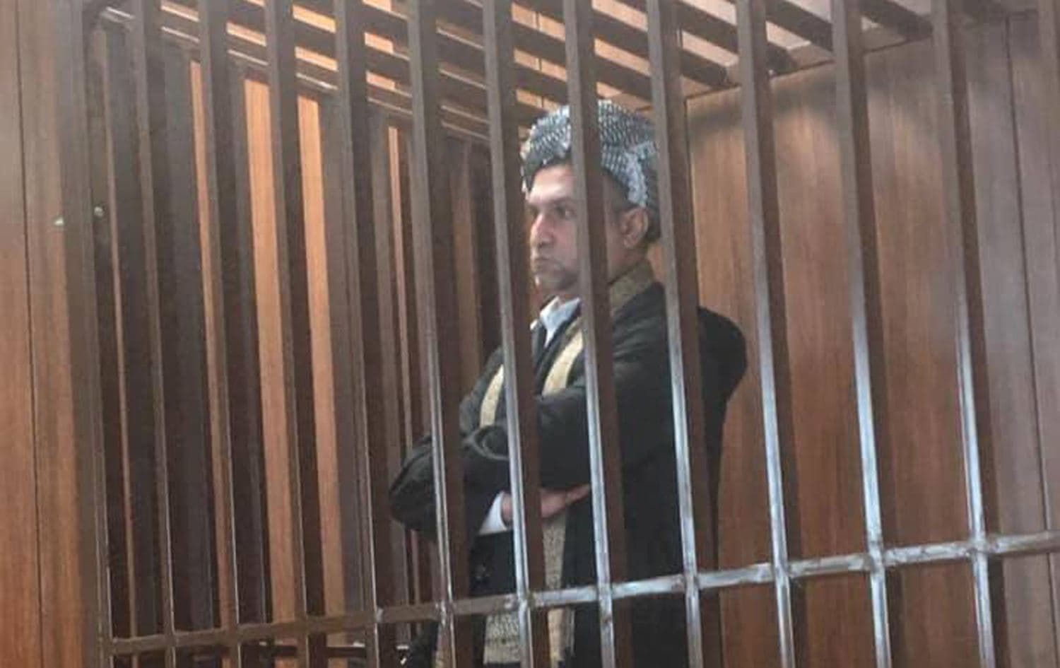 Controversial cleric Mazhar Khorasani attends a hearing at Erbil Appellate Court to face charges of defamation, January 27, 2020. Photo: Omed Palany (representing)