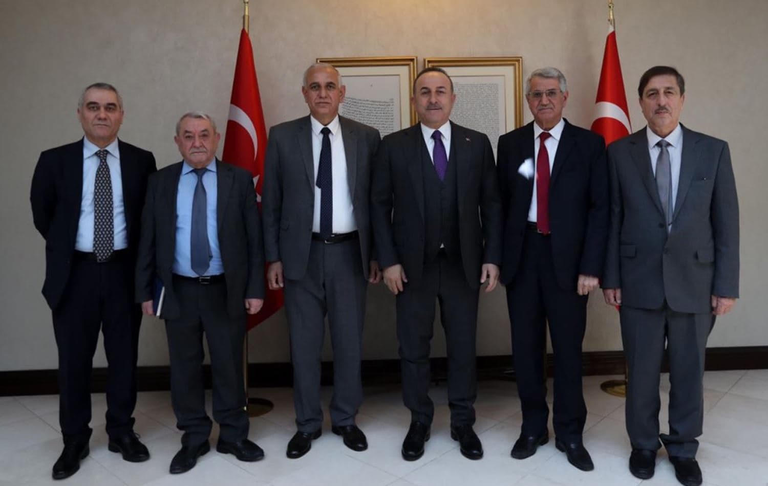 ENKS delegation poses for a photo with Turkey’s Foreign Minister Mevlut Cavusoglu in Ankara, February 19, 2020. Photo: social media
