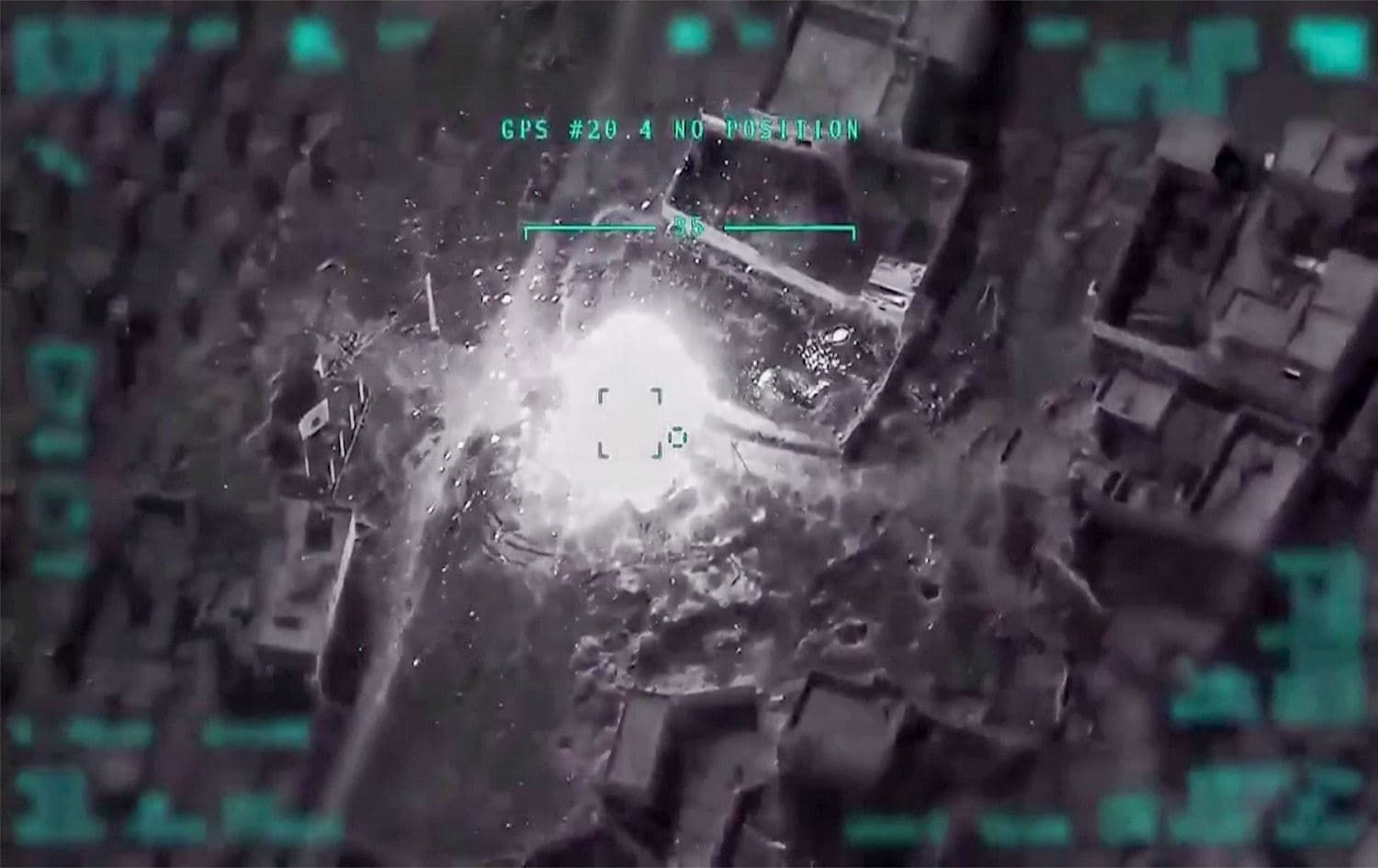 An image grab taken from a video released on March 1, 2020 by the Turkish Defence Ministry shows an airstrike on a Syrian regime position. Photo: Turkish Defense Ministry / AFP