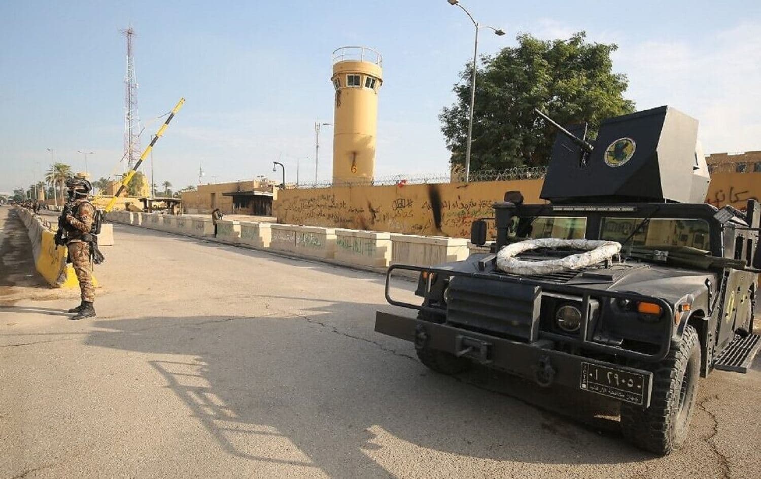 Iraqi counter-terrorism forces stand guard in front of the US embassy in the capital Baghdad on January 2, 2020. Photo: Ahmad al Rubaye/AFP