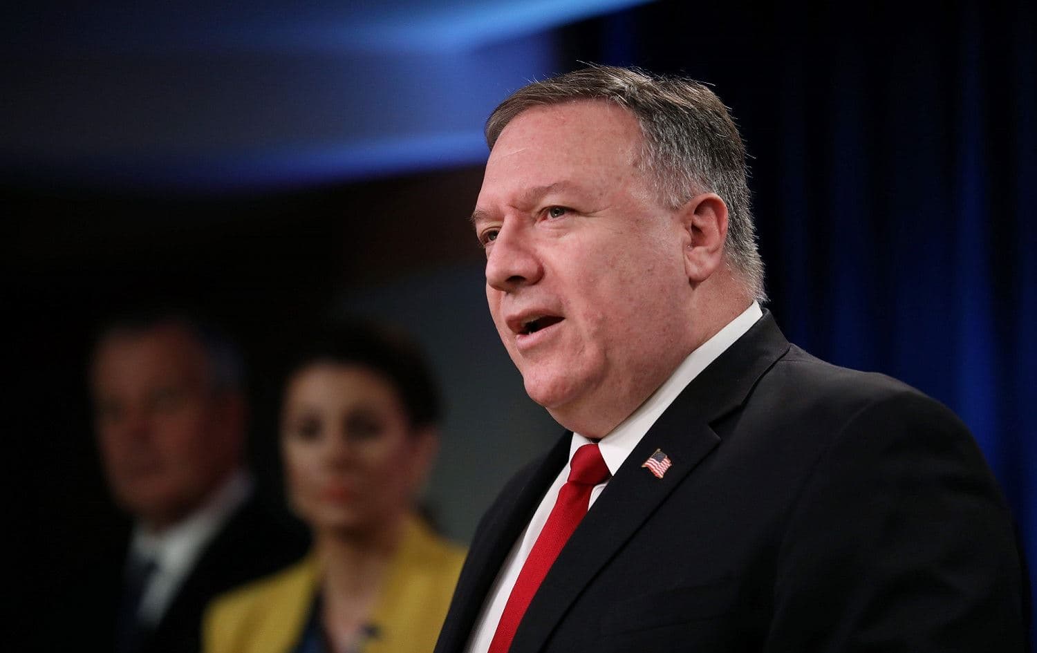 US Secretary of State Mike Pompeo addresses a news conference at the State Department in Washington DC, April 7, 2020. Photo: Leah Millis / pool / AFP