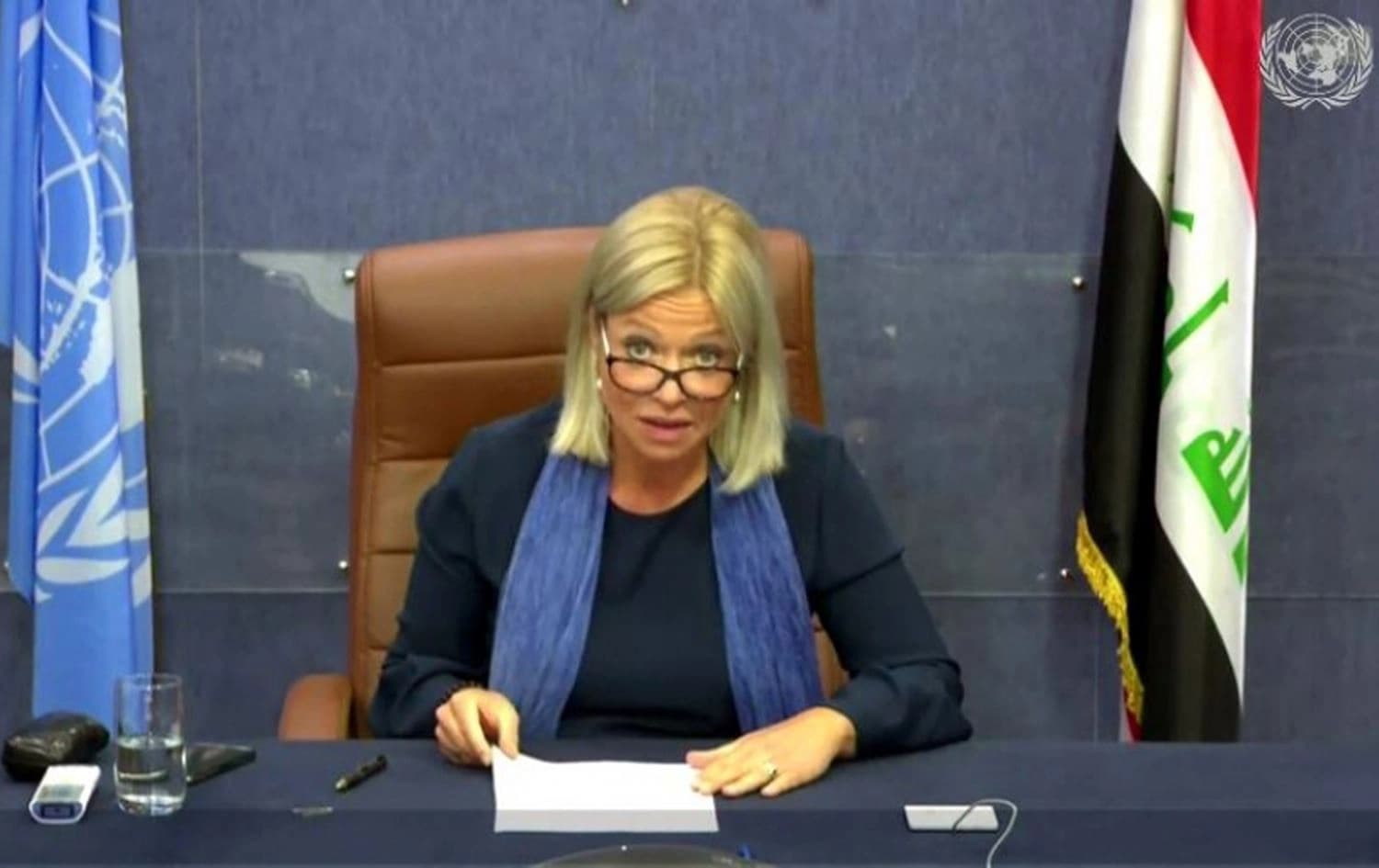 UNAMI Chief Jeanine Hennis-Plasschaert addressing the UN Security Council on May 12, 2020. Photo: UNAMI