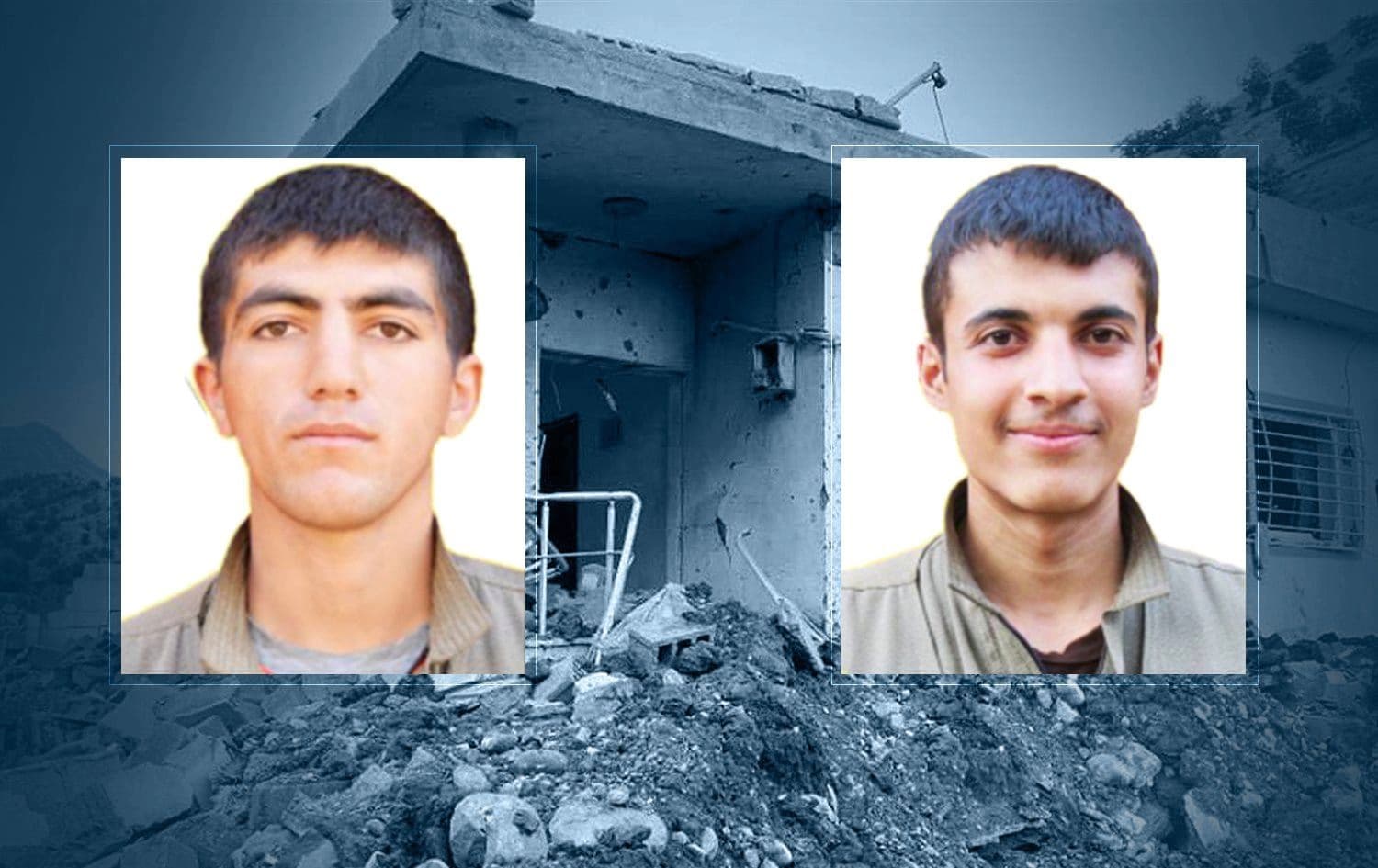 Zinar Brusik (L) and Rebaz Sina were killed by a Turkish drone strike in northern Sulaimani province on May 26, 2020, according to the Kurdistan Free Life Party (PJAK). Photo: Sterk TV / Rudaw