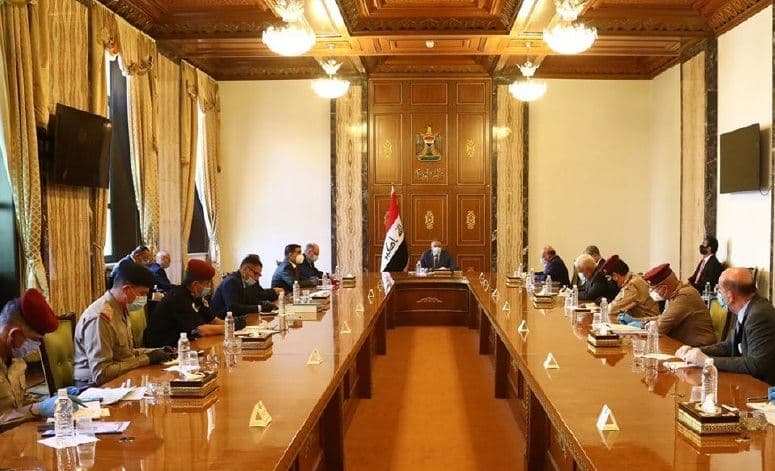 Iraqi Prime Minister Mustafa al-Kadhimi chairs an emergency Iraqi National Security Council meeting on June 16, 2020. Photo via Twitter