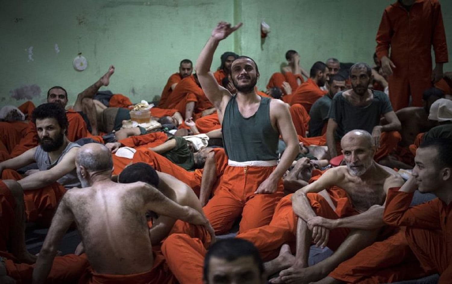 Prisoners at an SDF-run prison in northeast Syria. File photo: AFP