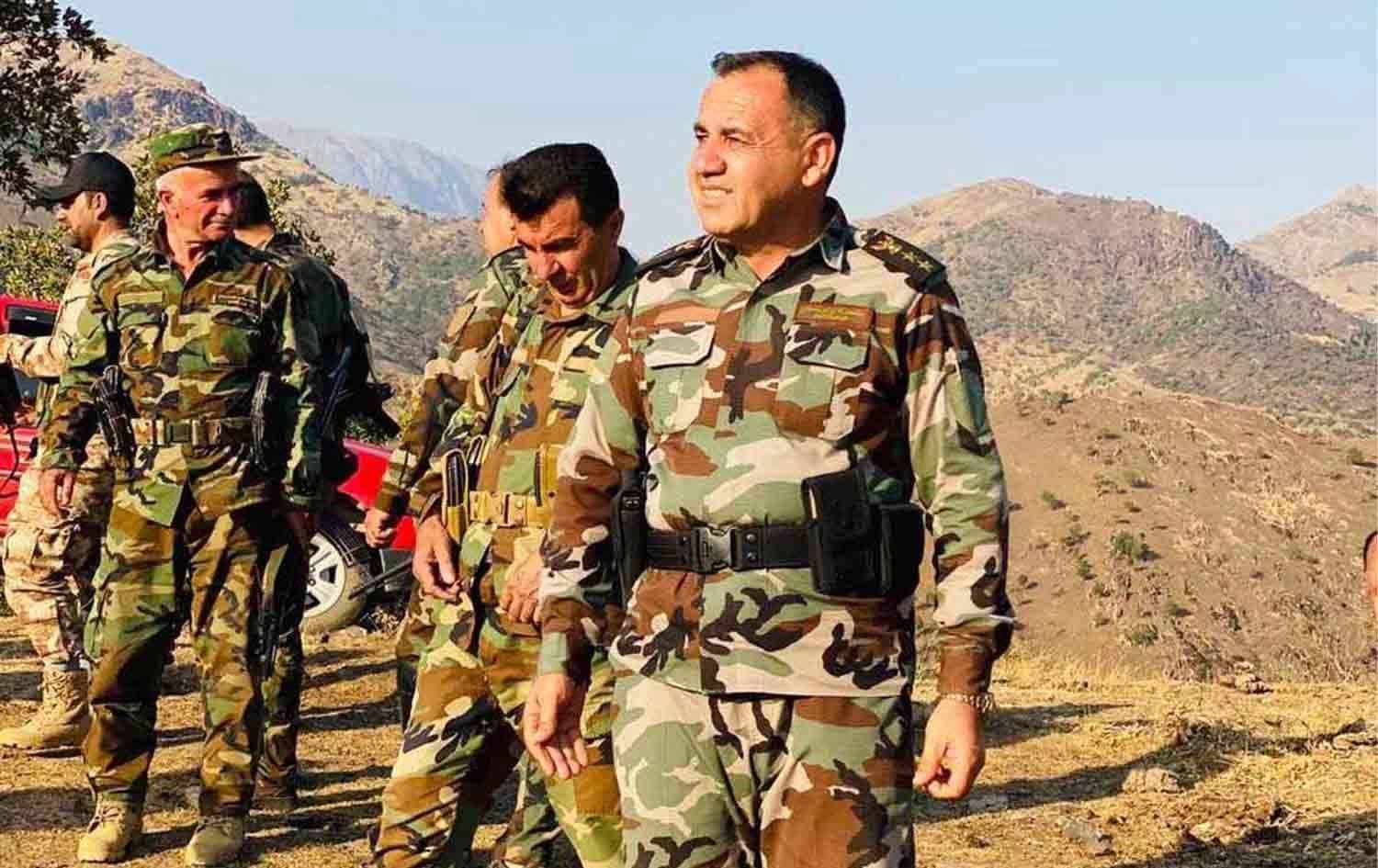 Col. Salam Mohammed, commander of Peshmerga Battalion 2, (right), said he and nine other Peshmerga came under fire from both the PKK and Turkish forces in Sidakan on Friday. Photo: submitted