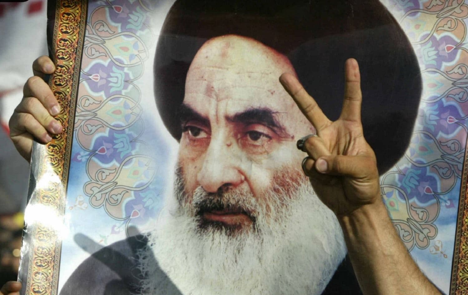 A poster of Iraq’s Ayatollah Ali al-Sistani. File photo: AFP