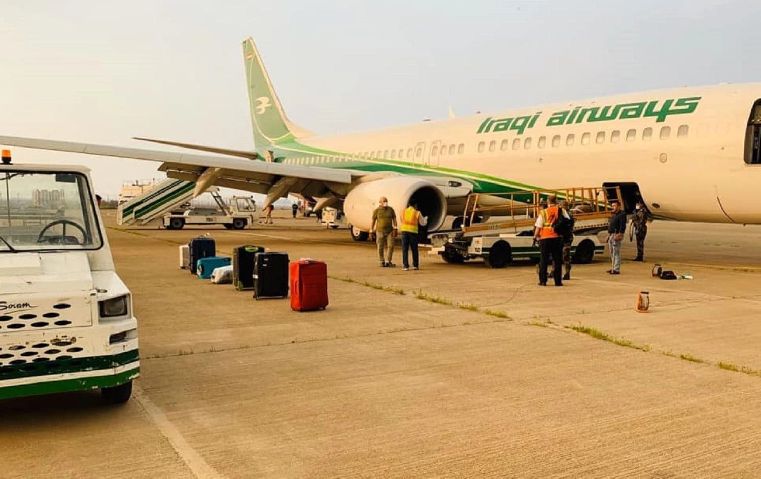 An Iraqi Airways flight from Tehran lands at Baghdad International Airport on March 15, two days before Iraq imposed a nationwide ban on flights to and from the country to help limit the spread of the coronavirus. Photo: Iraqi Civil Aviation Authority