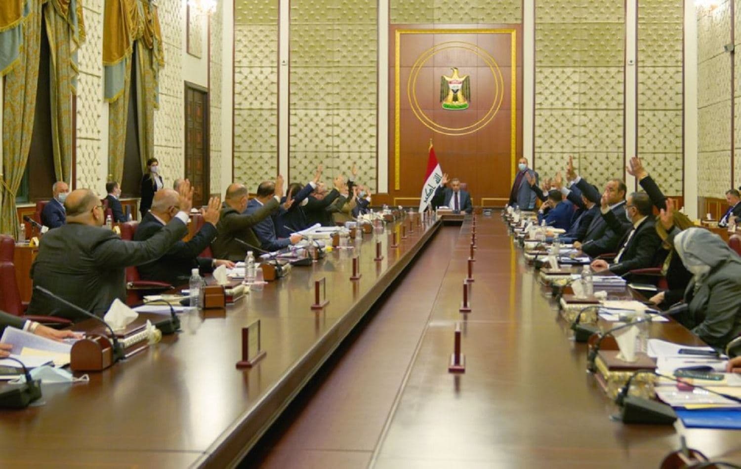 Council of Ministers vote to approve the Federal Budget Bill for 2021 in Baghdad on December 21, 2020. Photo: Iraqi Prime Minister's Office