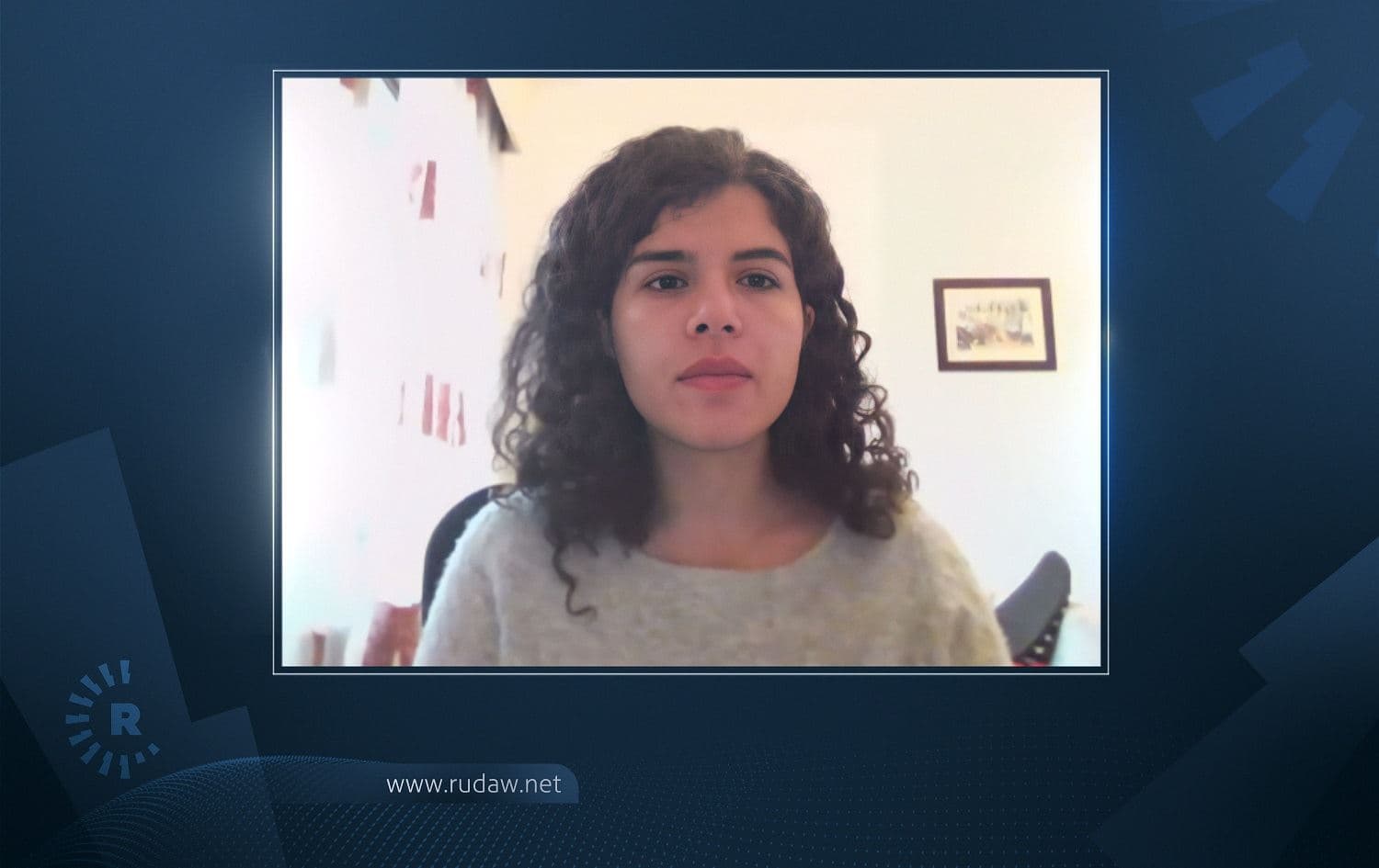 Human Rights Watch researcher Sara Kayyali speaks to Rudaw on February 4, 2021. Photo: Rudaw