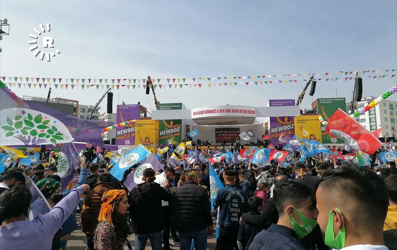 Newroz celebrations, featuring HDP flags, in Diyarbakir (Amed) on March 21, 2021. Photo: Abdulsalam Akenci / Rudaw