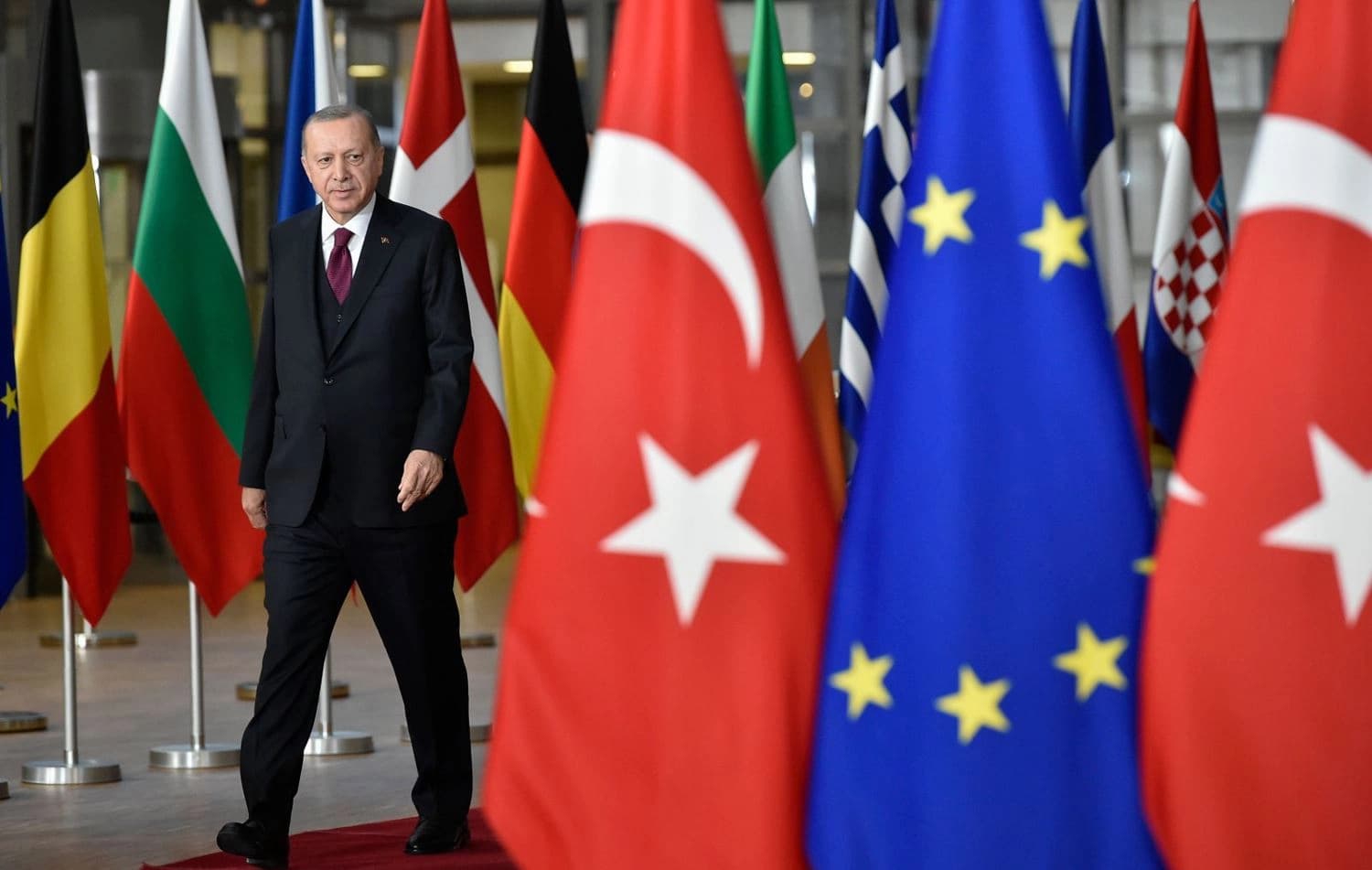 Photo: Turkish President Recep Tayyip Erdogan arrives before a meeting with European leaders in Brussels, Belgium on March 9, 2020. File photo: AFP