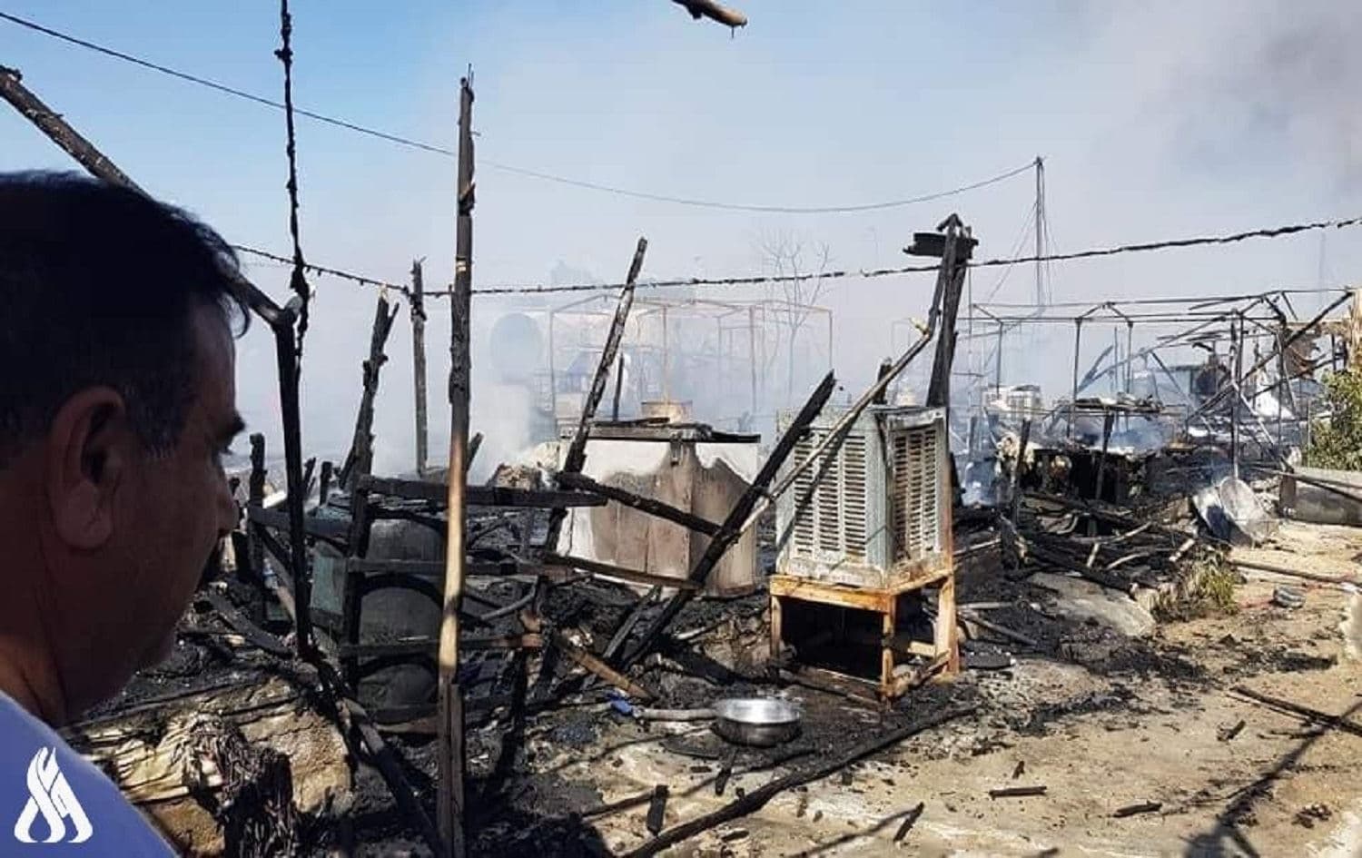 A fire ripped through Sharia IDP camp on Friday. Photo: INA
