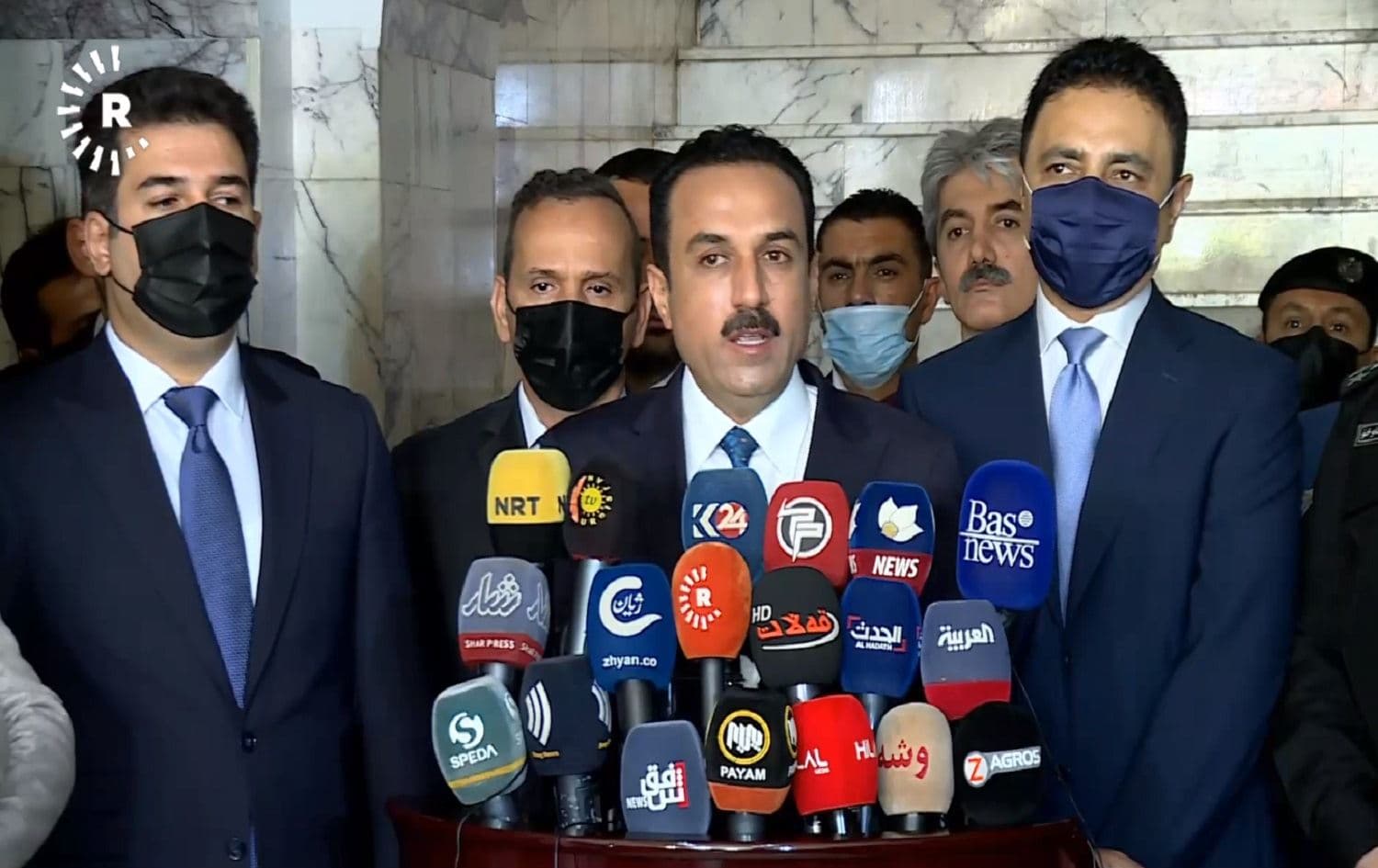 Erbil Governor Omed Khoshnaw speaks during a press conference in Erbil on July 8, 2021. Photo: screenshot